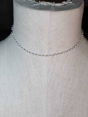 Small Simulated Pearl Gold-toned 16" Station Choker Necklace